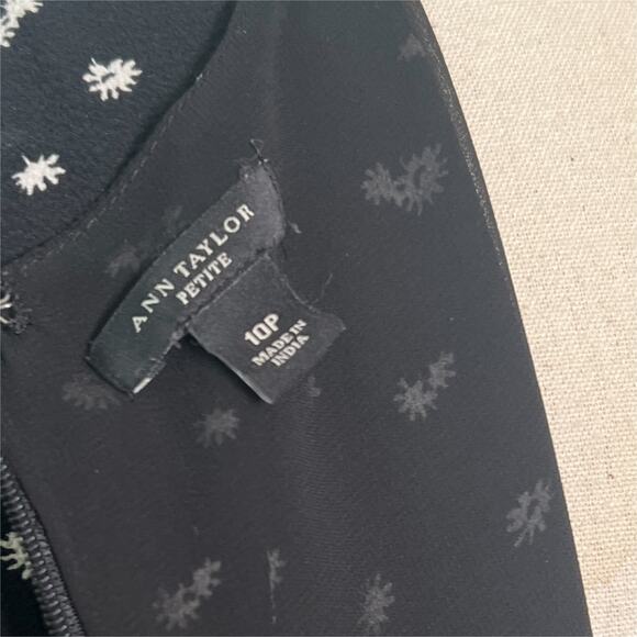 Ann Taylor A-Line Short Sleeve Mini Dress 10 Petite Black White - Picture 5 of 6